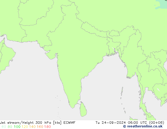 Jet stream/Height 300 hPa ECMWF Tu 24.09.2024 06 UTC