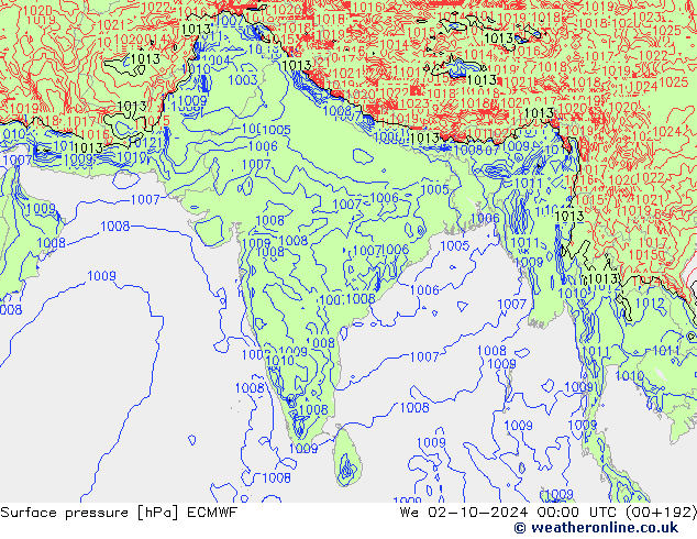 Atmosférický tlak ECMWF St 02.10.2024 00 UTC