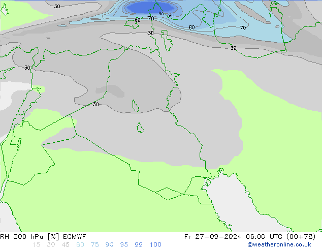 RH 300 hPa ECMWF ven 27.09.2024 06 UTC