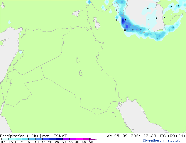 осадки (12h) ECMWF ср 25.09.2024 00 UTC