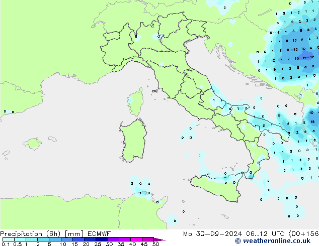 Z500/Rain (+SLP)/Z850 ECMWF Mo 30.09.2024 12 UTC