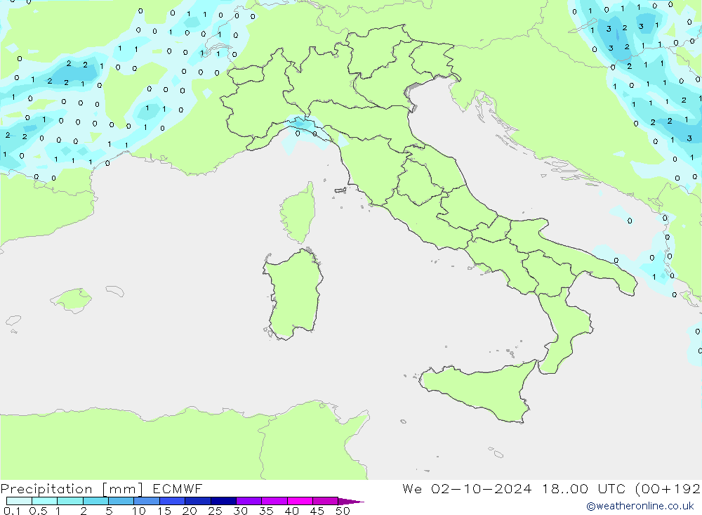 Yağış ECMWF Çar 02.10.2024 00 UTC