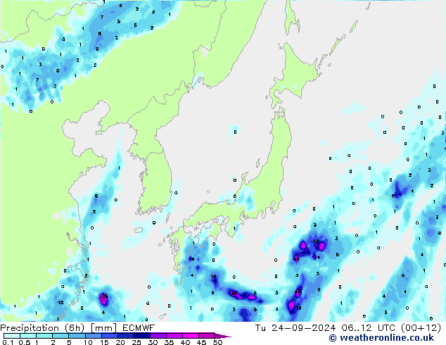 Z500/Rain (+SLP)/Z850 ECMWF Tu 24.09.2024 12 UTC