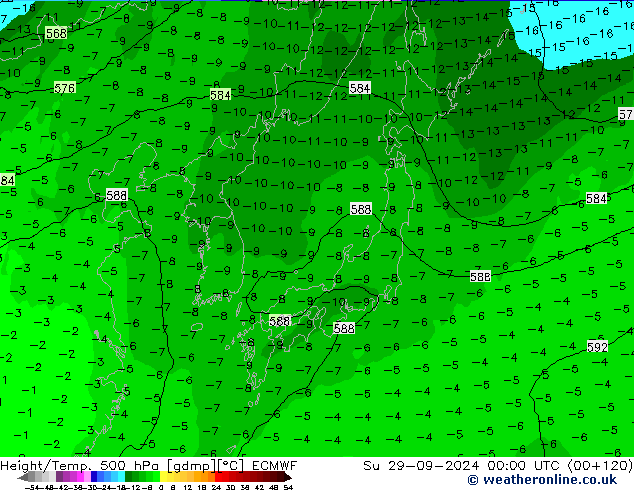 Z500/Rain (+SLP)/Z850 ECMWF Ne 29.09.2024 00 UTC