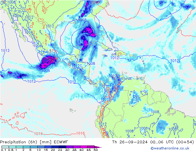 Precipitación (6h) ECMWF jue 26.09.2024 06 UTC