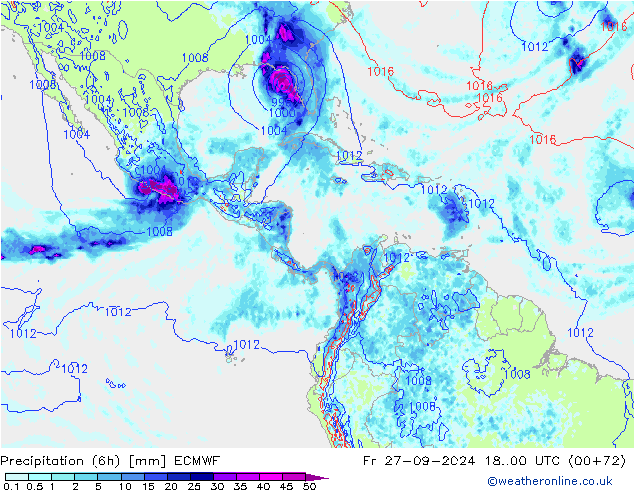 Z500/Rain (+SLP)/Z850 ECMWF ven 27.09.2024 00 UTC