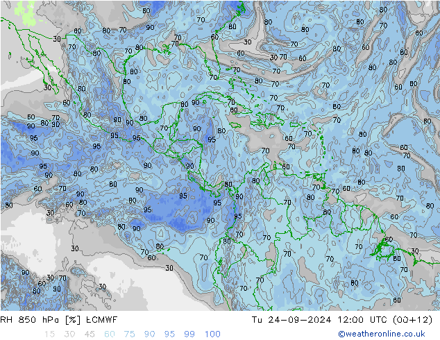 RH 850 hPa ECMWF Ter 24.09.2024 12 UTC