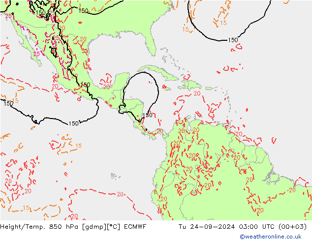 Height/Temp. 850 hPa ECMWF Tu 24.09.2024 03 UTC