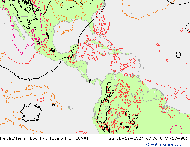 Z500/Rain (+SLP)/Z850 ECMWF сб 28.09.2024 00 UTC