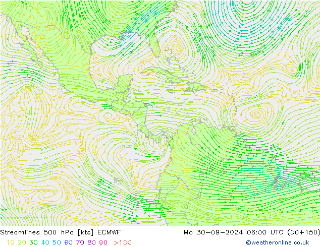 Streamlines 500 hPa ECMWF Mo 30.09.2024 06 UTC