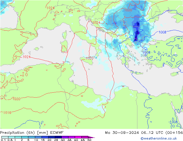 Z500/Rain (+SLP)/Z850 ECMWF Mo 30.09.2024 12 UTC