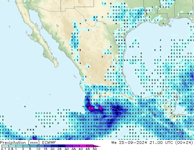 Neerslag ECMWF wo 25.09.2024 00 UTC