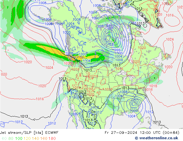 Jet stream ECMWF Sex 27.09.2024 12 UTC