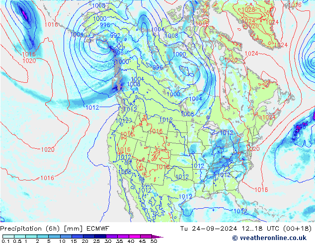 Z500/Yağmur (+YB)/Z850 ECMWF Sa 24.09.2024 18 UTC