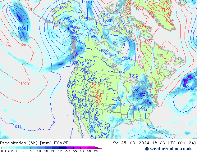 Z500/Yağmur (+YB)/Z850 ECMWF Çar 25.09.2024 00 UTC