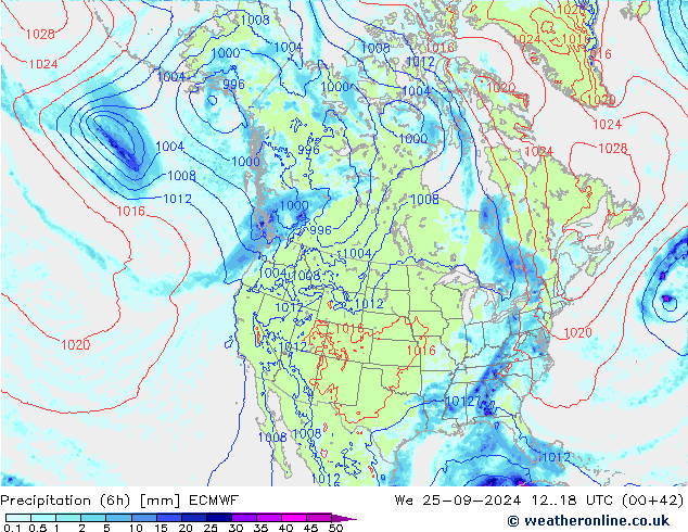 Z500/Rain (+SLP)/Z850 ECMWF śro. 25.09.2024 18 UTC