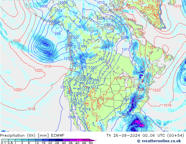 Z500/Rain (+SLP)/Z850 ECMWF Th 26.09.2024 06 UTC