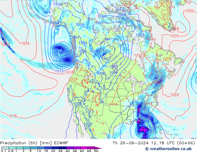 Z500/Rain (+SLP)/Z850 ECMWF Th 26.09.2024 18 UTC