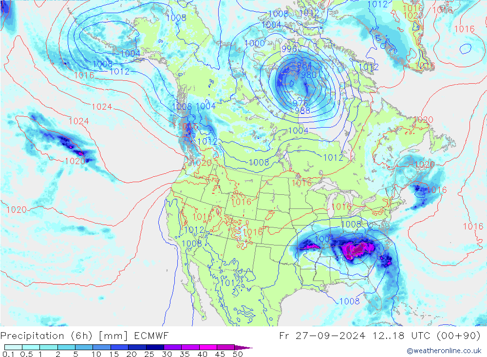 Yağış (6h) ECMWF Cu 27.09.2024 18 UTC