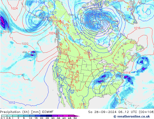 Z500/Rain (+SLP)/Z850 ECMWF Sa 28.09.2024 12 UTC