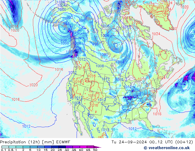 opad (12h) ECMWF wto. 24.09.2024 12 UTC