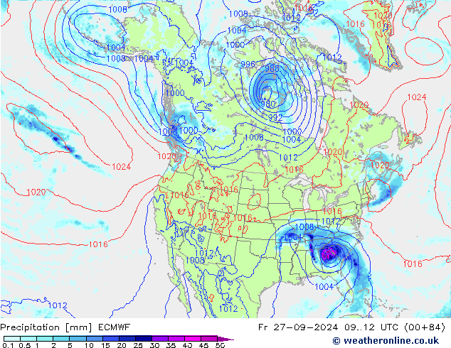 Precipitation ECMWF Fr 27.09.2024 12 UTC