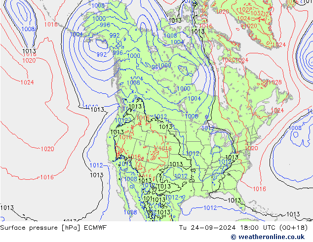 приземное давление ECMWF вт 24.09.2024 18 UTC