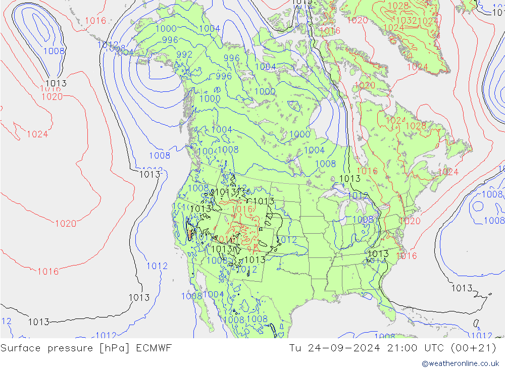 Pressione al suolo ECMWF mar 24.09.2024 21 UTC