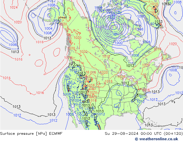 pressão do solo ECMWF Dom 29.09.2024 00 UTC