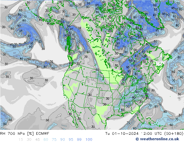 RV 700 hPa ECMWF di 01.10.2024 12 UTC