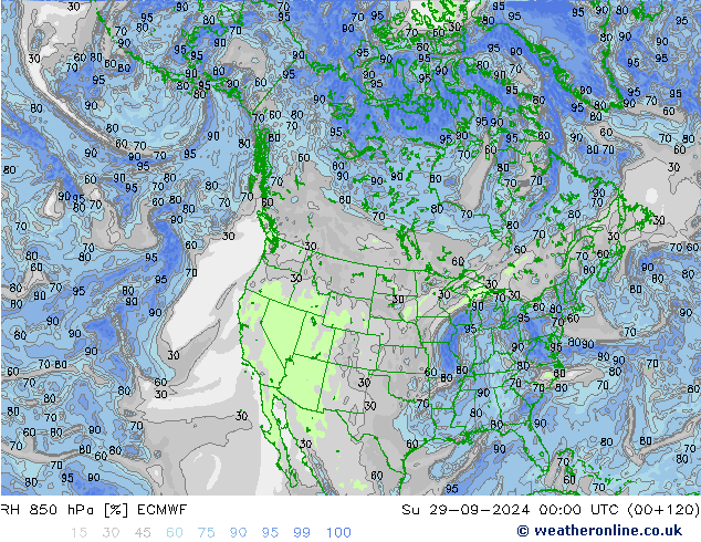 RH 850 hPa ECMWF Su 29.09.2024 00 UTC