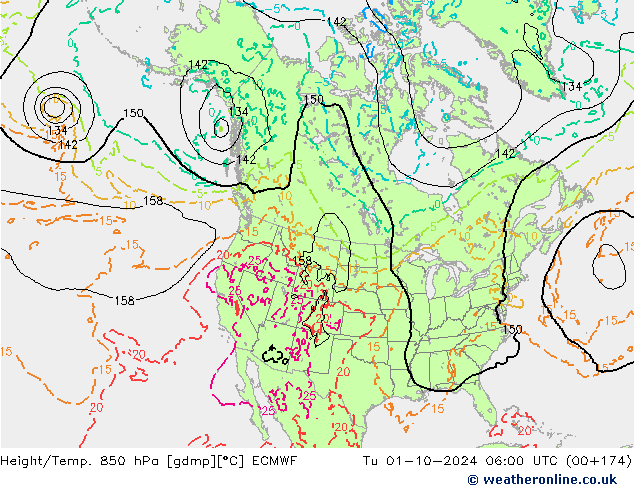 Z500/Yağmur (+YB)/Z850 ECMWF Sa 01.10.2024 06 UTC