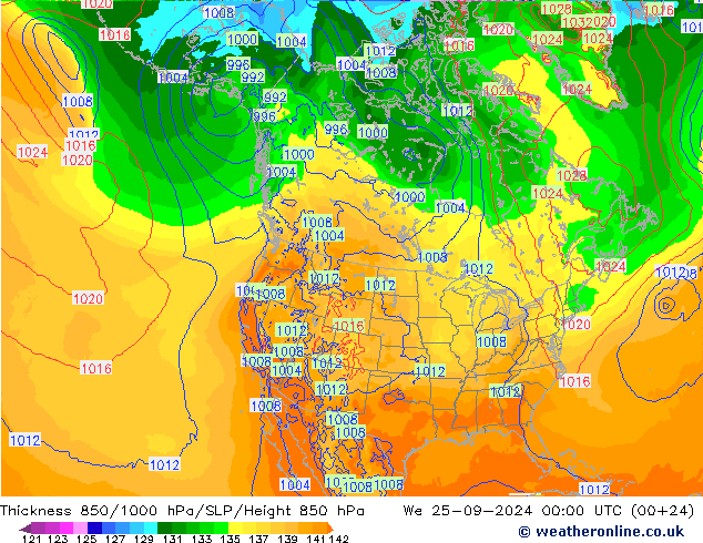 Thck 850-1000 hPa ECMWF mer 25.09.2024 00 UTC