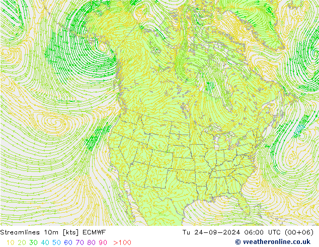 Ligne de courant 10m ECMWF mar 24.09.2024 06 UTC