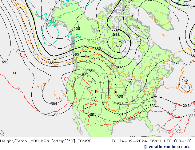 Z500/Yağmur (+YB)/Z850 ECMWF Sa 24.09.2024 18 UTC