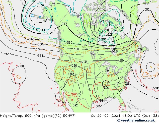 Z500/Yağmur (+YB)/Z850 ECMWF Paz 29.09.2024 18 UTC