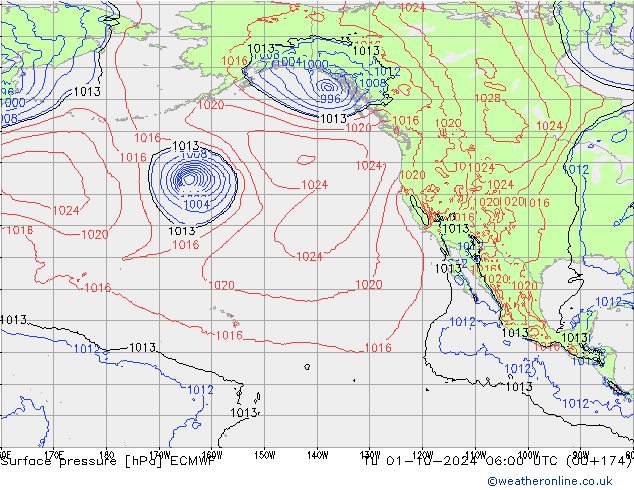 Yer basıncı ECMWF Sa 01.10.2024 06 UTC