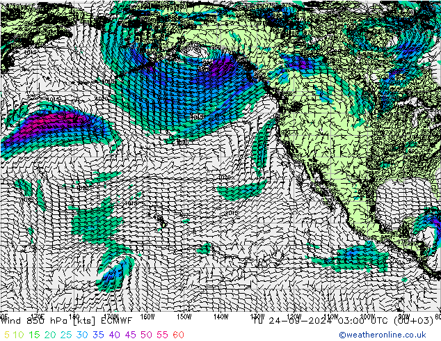 Vento 850 hPa ECMWF mar 24.09.2024 03 UTC