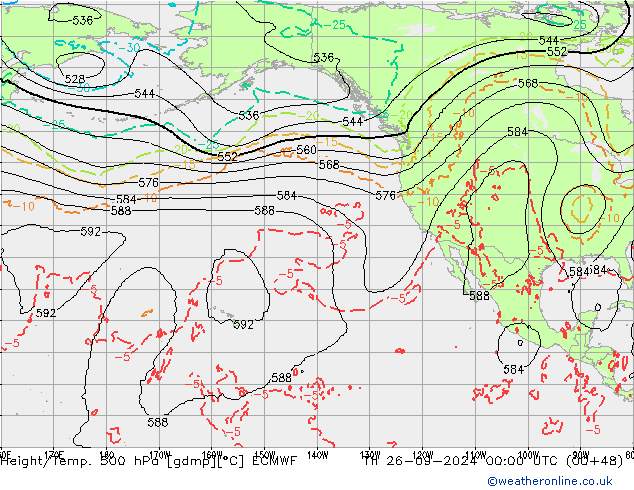 Z500/Rain (+SLP)/Z850 ECMWF  26.09.2024 00 UTC