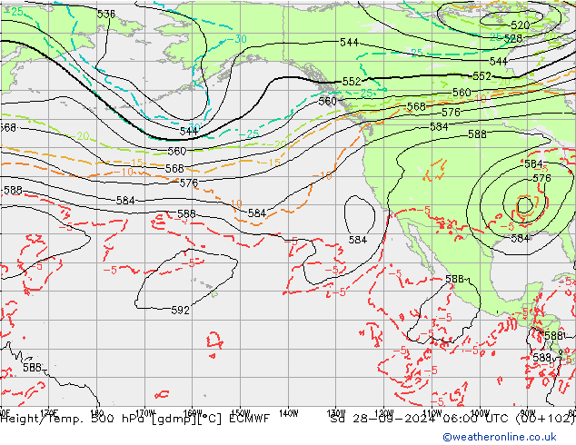 Height/Temp. 500 hPa ECMWF Sa 28.09.2024 06 UTC