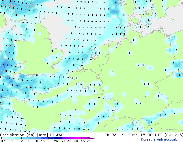 Z500/Rain (+SLP)/Z850 ECMWF czw. 03.10.2024 00 UTC