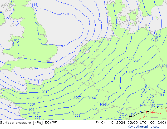 Atmosférický tlak ECMWF Pá 04.10.2024 00 UTC