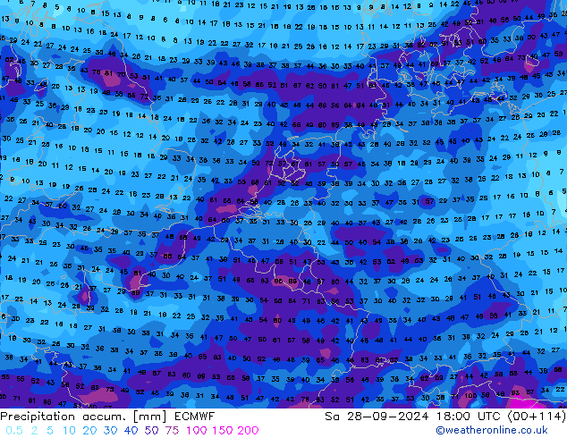 Toplam Yağış ECMWF Cts 28.09.2024 18 UTC