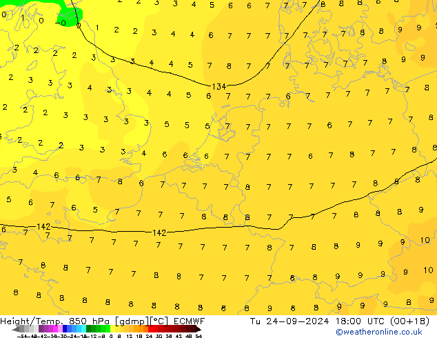 Z500/Rain (+SLP)/Z850 ECMWF Ter 24.09.2024 18 UTC