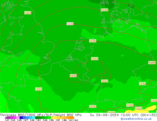 Schichtdicke 850-1000 hPa ECMWF So 29.09.2024 12 UTC