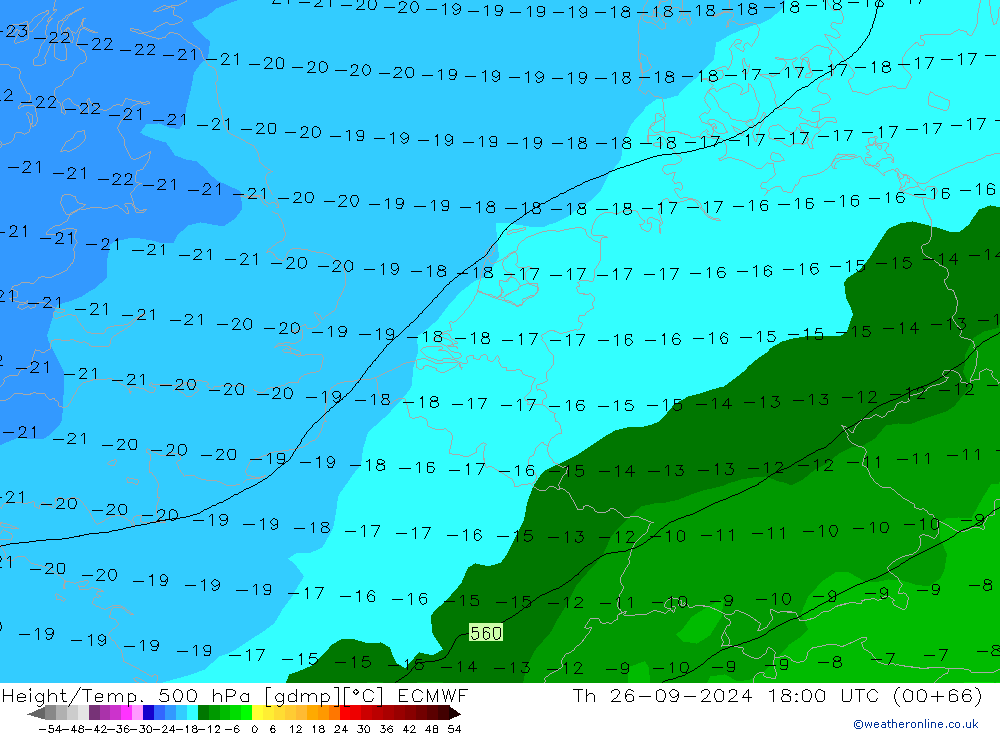 Z500/Rain (+SLP)/Z850 ECMWF  26.09.2024 18 UTC