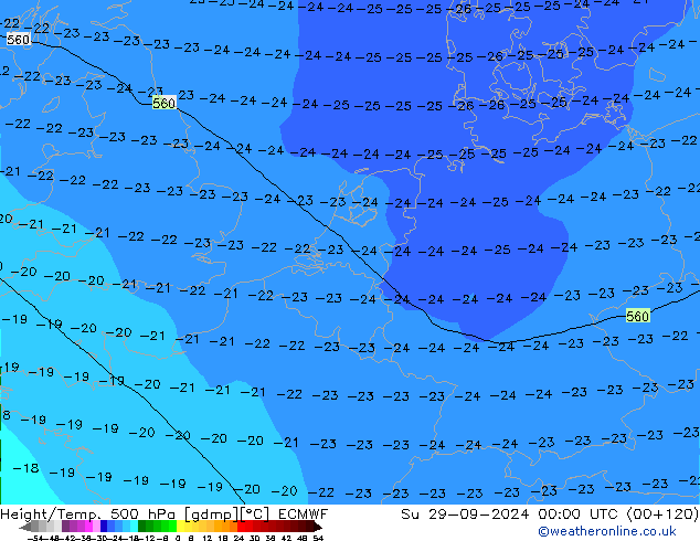 Z500/Rain (+SLP)/Z850 ECMWF dom 29.09.2024 00 UTC