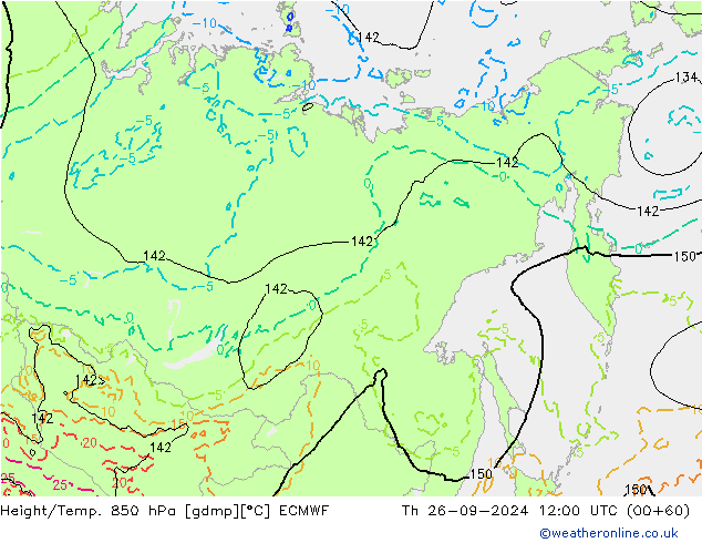 Z500/Rain (+SLP)/Z850 ECMWF Th 26.09.2024 12 UTC