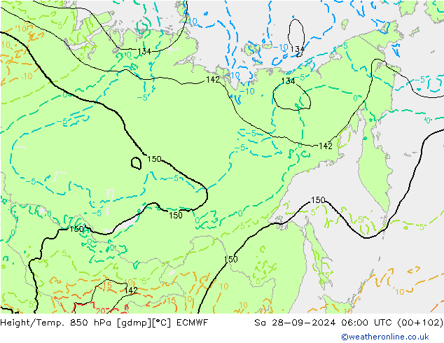 Z500/Rain (+SLP)/Z850 ECMWF сб 28.09.2024 06 UTC