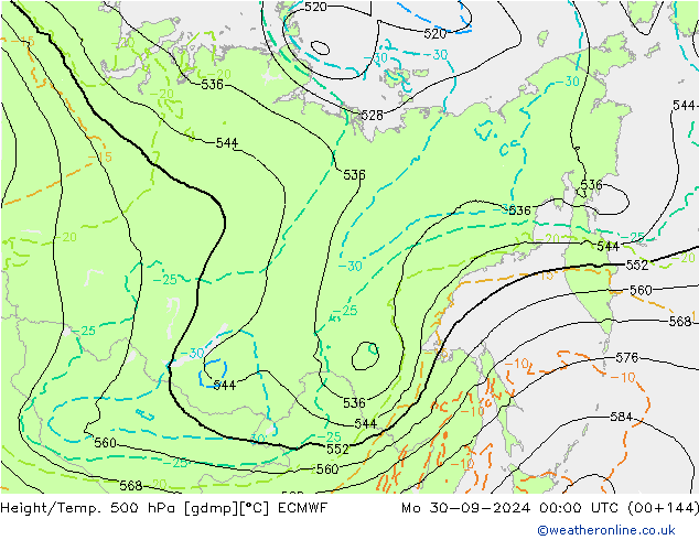 Z500/Rain (+SLP)/Z850 ECMWF Mo 30.09.2024 00 UTC